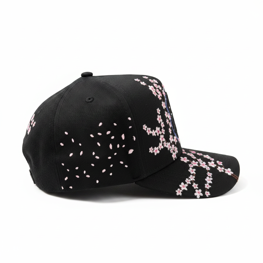 G5 NY Pink Flower Rhinestone Crystal Black Hat